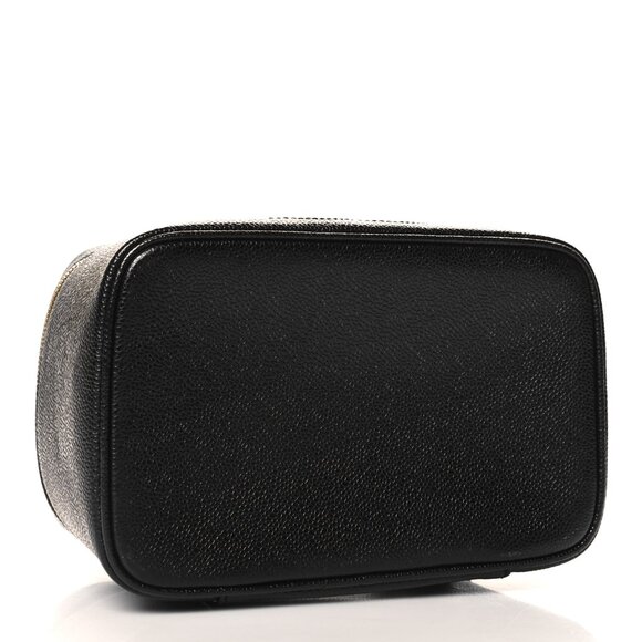Chanel Caviar CC Vanity Cosmetic Case Black Top Handle Zip Around - Picture 5 of 10